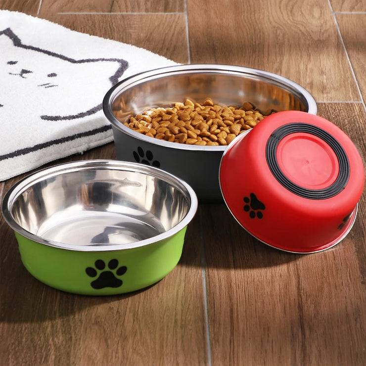 Stainless Steel Pet Bowl with Non-Slip Rubber Base