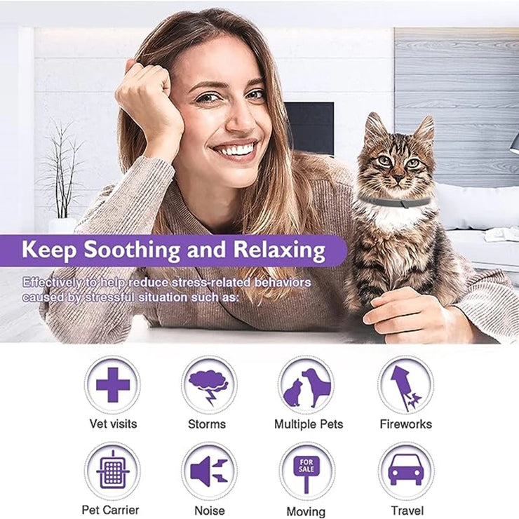 3/4-Pack Calming Pheromone Collars , Adjustable Anxiety Relief for Dogs &amp; Cats
