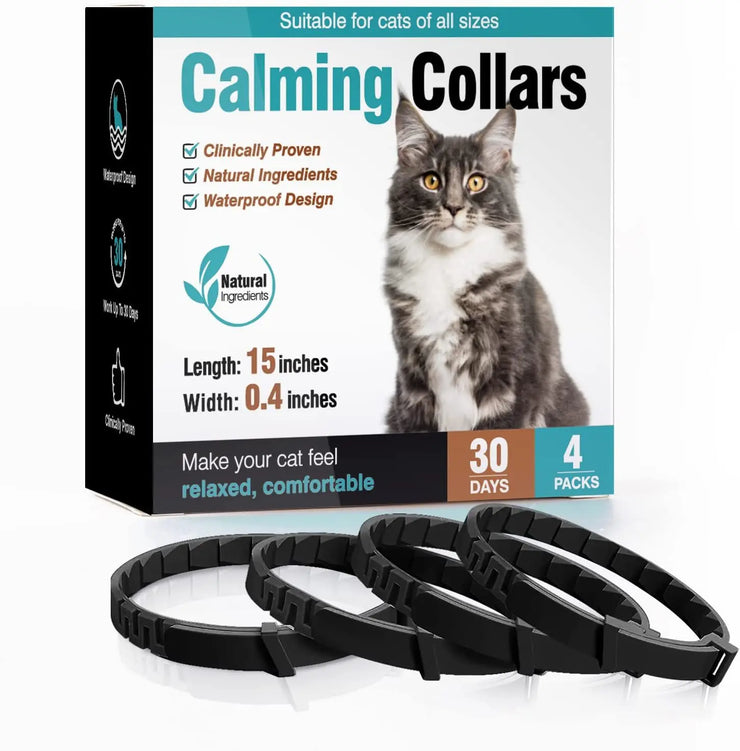 3/4-Pack Calming Pheromone Collars , Adjustable Anxiety Relief for Dogs &amp; Cats