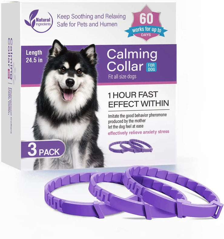 3/4-Pack Calming Pheromone Collars , Adjustable Anxiety Relief for Dogs &amp; Cats