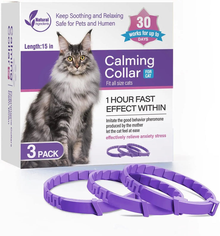 3/4-Pack Calming Pheromone Collars , Adjustable Anxiety Relief for Dogs &amp; Cats