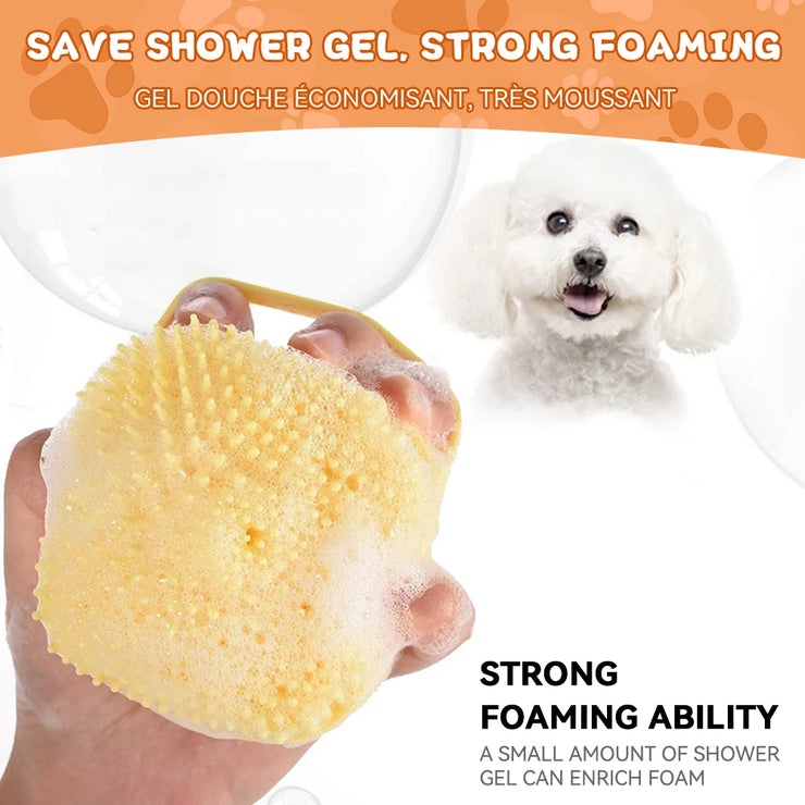 Dog &amp; Cat Bathing Brush , 2-in-1 Silicone Grooming Tool with Shampoo Dispenser