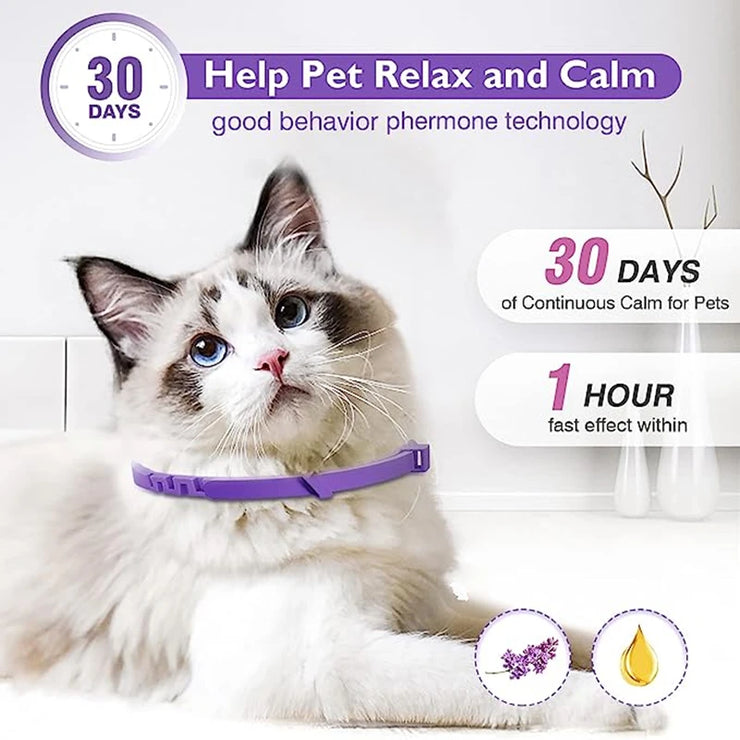 3/4-Pack Calming Pheromone Collars , Adjustable Anxiety Relief for Dogs &amp; Cats