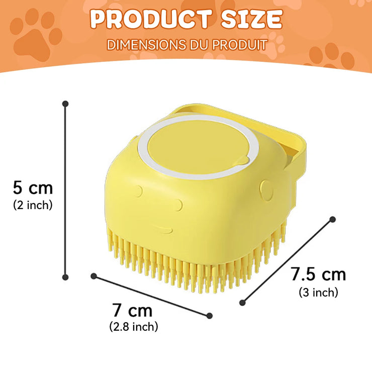 Dog &amp; Cat Bathing Brush , 2-in-1 Silicone Grooming Tool with Shampoo Dispenser