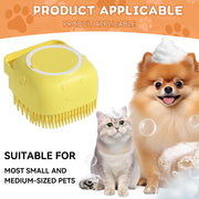 Dog &amp; Cat Bathing Brush , 2-in-1 Silicone Grooming Tool with Shampoo Dispenser